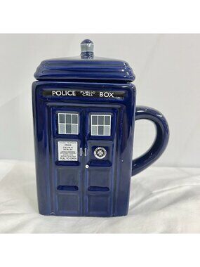 Doctor Who TARDIS Mug With Lid BBC Zeon DR87 Police Box Coffee Cup Blue